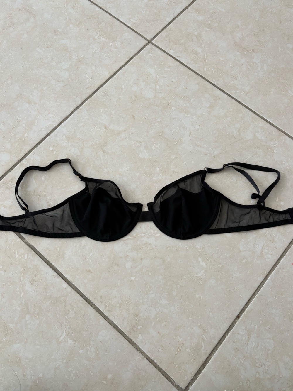 Black mesh bralette with lace trim size 32d